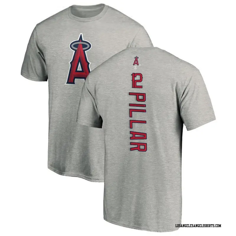 Men's Los Angeles Angels ＃12 Kevin Pillar Ash Backer T-Shirt