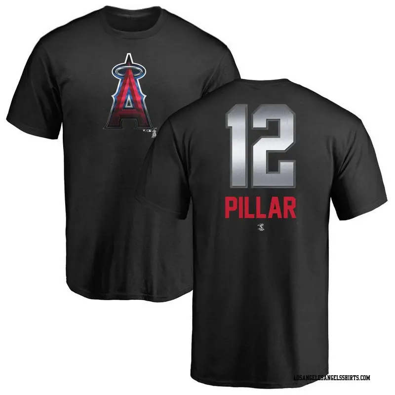 Men's Los Angeles Angels ＃12 Kevin Pillar Black Midnight Mascot T-Shirt