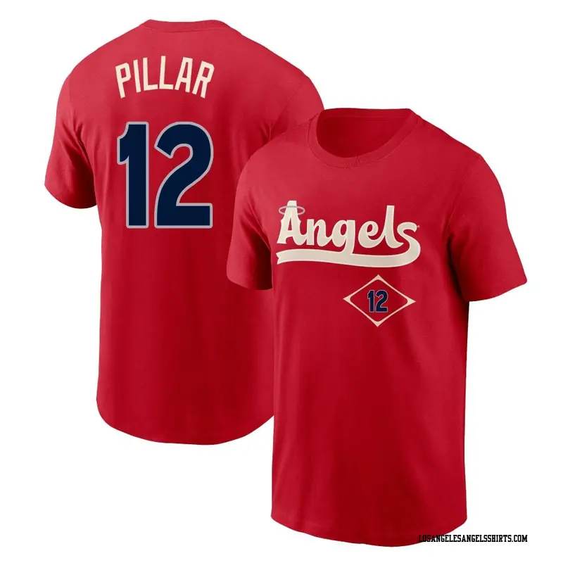 Men's Los Angeles Angels ＃12 Kevin Pillar Red 2022 City Connect Name & Number T-Shirt