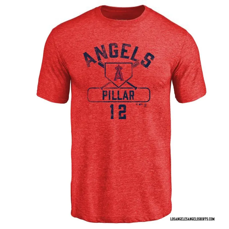 Men's Los Angeles Angels ＃12 Kevin Pillar Red Base Runner T-Shirt