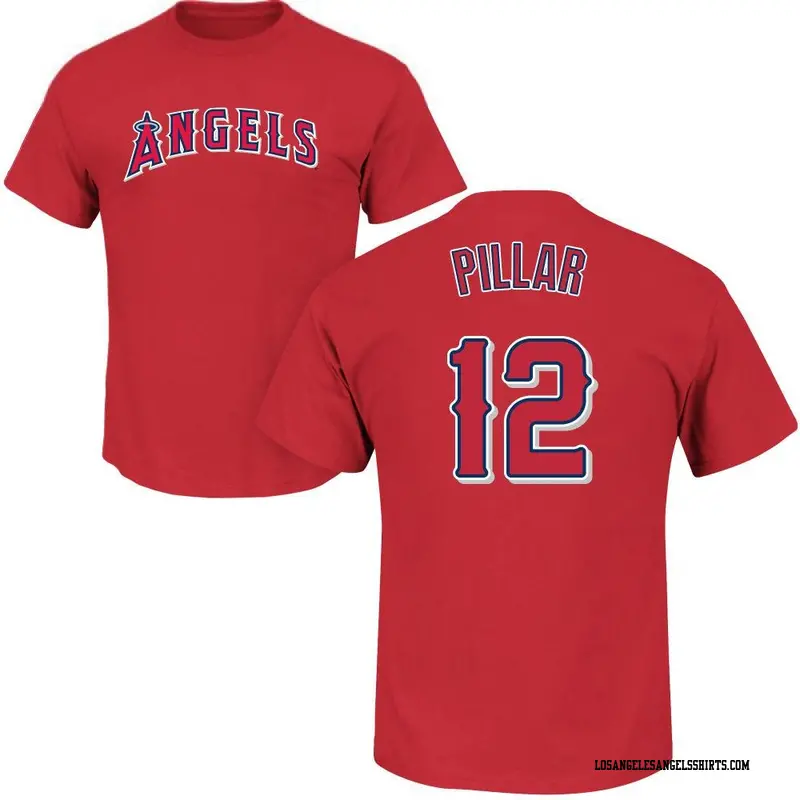 Men's Los Angeles Angels ＃12 Kevin Pillar Red Roster Name & Number T-Shirt