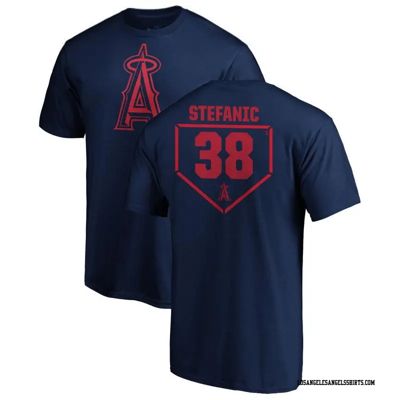 Men's Los Angeles Angels ＃38 Michael Stefanic Navy Branded RBI T-Shirt