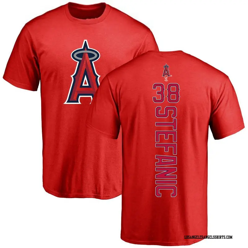 Men's Los Angeles Angels ＃38 Michael Stefanic Red Backer T-Shirt