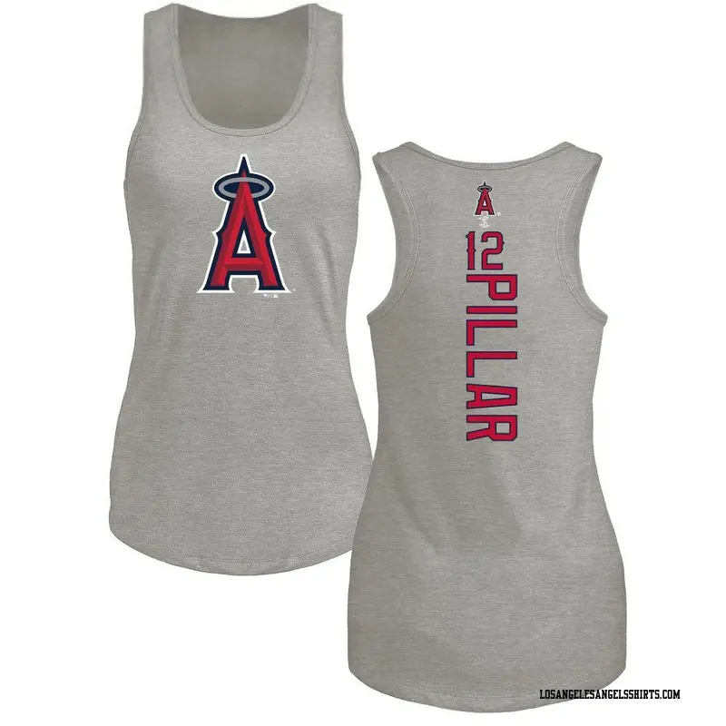 Women's Los Angeles Angels ＃12 Kevin Pillar Ash Backer Tank Top