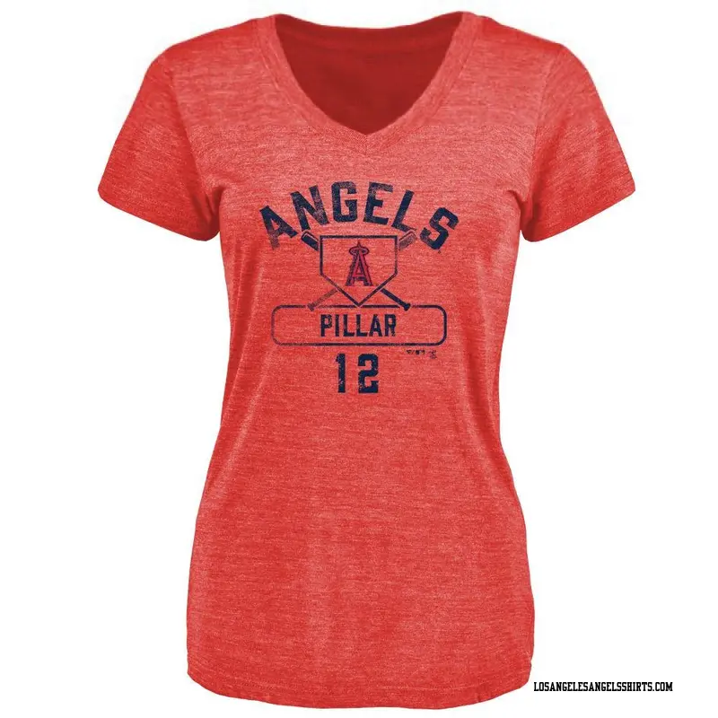 Women's Los Angeles Angels ＃12 Kevin Pillar Red Base Runner T-Shirt